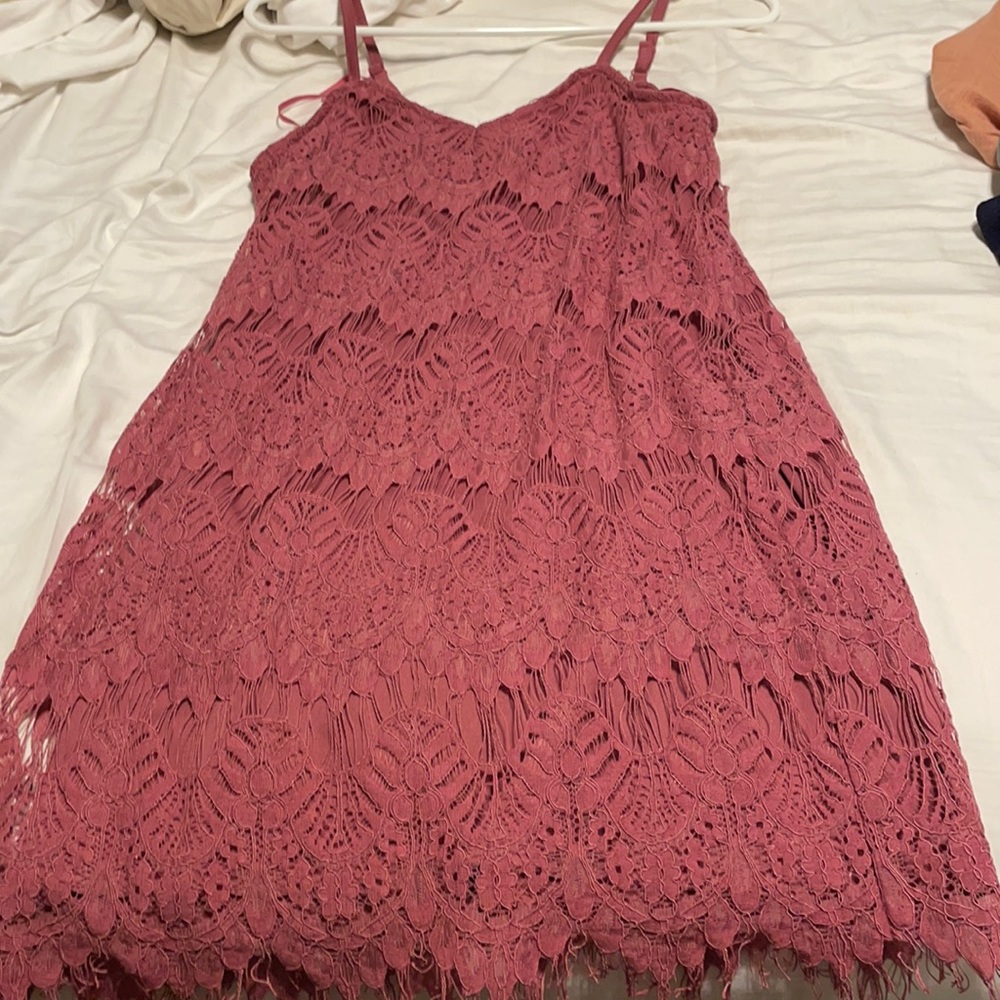 Berry lace mini dress